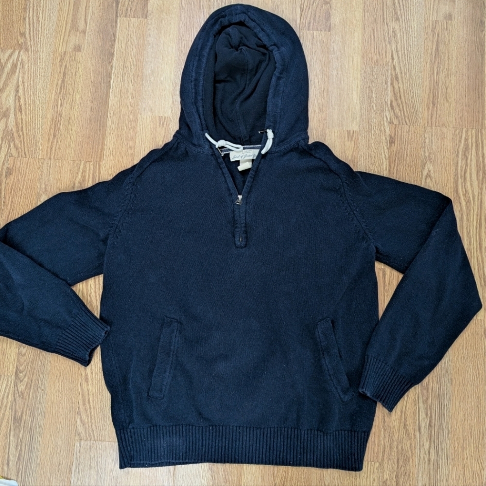 H&M Navy Sweater 1/4 Zip With Hoodie